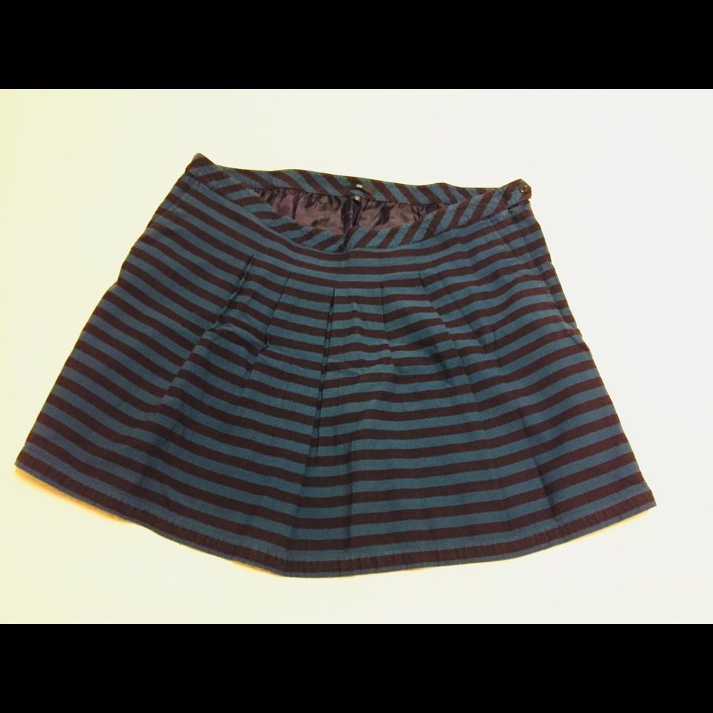 Navy and blue striped mini skirt